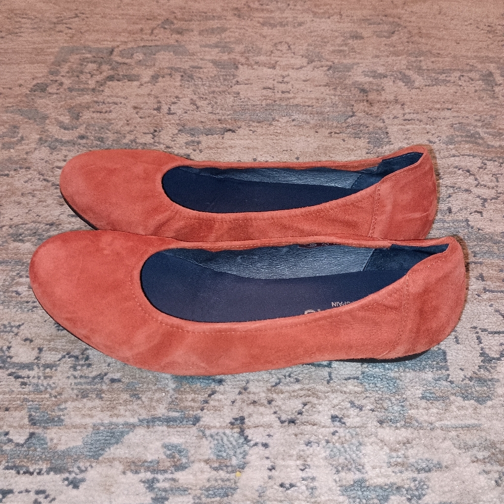 Sabrinas  Orange Navy Leather ballet Flats Size 39